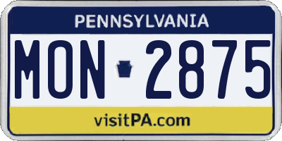 PA license plate MON2875