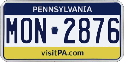 PA license plate MON2876
