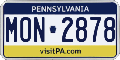PA license plate MON2878