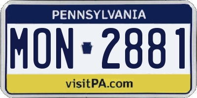 PA license plate MON2881