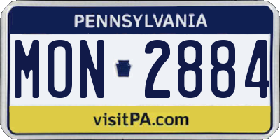 PA license plate MON2884