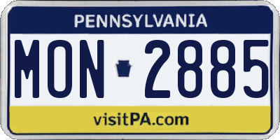 PA license plate MON2885