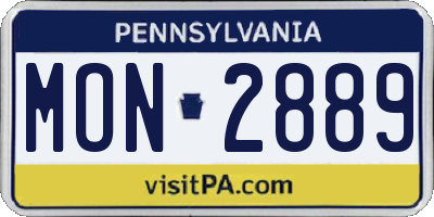 PA license plate MON2889