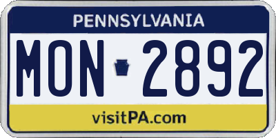 PA license plate MON2892