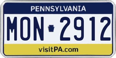 PA license plate MON2912
