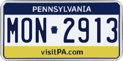 PA license plate MON2913