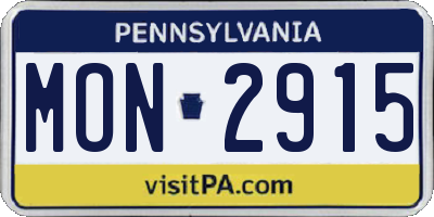 PA license plate MON2915