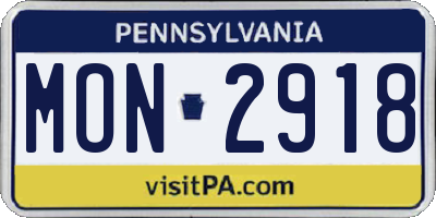 PA license plate MON2918