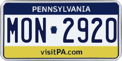 PA license plate MON2920