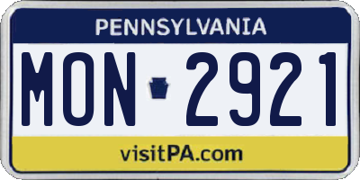 PA license plate MON2921