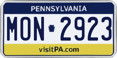 PA license plate MON2923