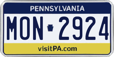 PA license plate MON2924