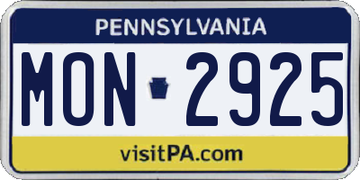 PA license plate MON2925