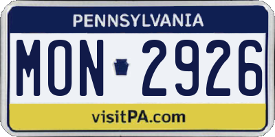 PA license plate MON2926