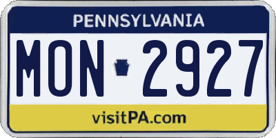 PA license plate MON2927
