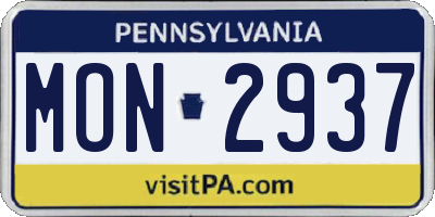 PA license plate MON2937
