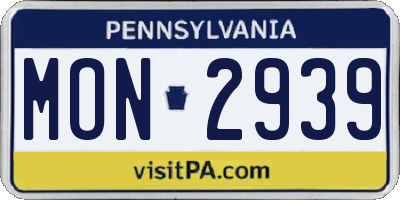 PA license plate MON2939