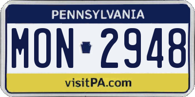 PA license plate MON2948