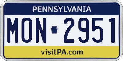 PA license plate MON2951