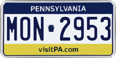 PA license plate MON2953