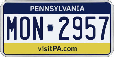 PA license plate MON2957