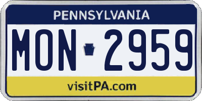 PA license plate MON2959
