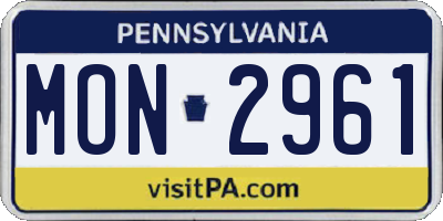 PA license plate MON2961