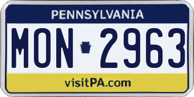 PA license plate MON2963