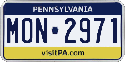 PA license plate MON2971