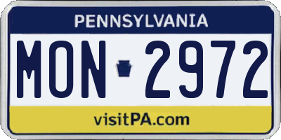 PA license plate MON2972