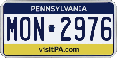 PA license plate MON2976