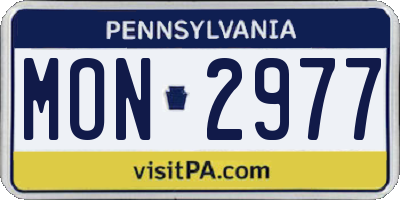 PA license plate MON2977