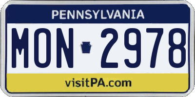 PA license plate MON2978