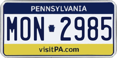 PA license plate MON2985