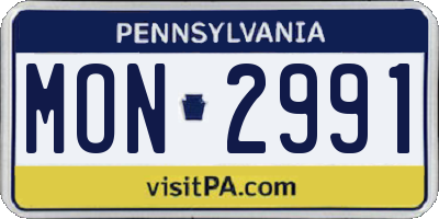 PA license plate MON2991