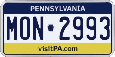 PA license plate MON2993