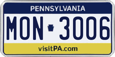 PA license plate MON3006