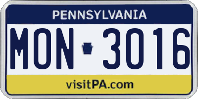 PA license plate MON3016