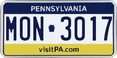 PA license plate MON3017