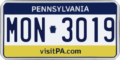 PA license plate MON3019