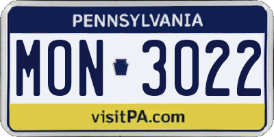 PA license plate MON3022