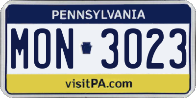 PA license plate MON3023