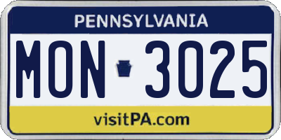PA license plate MON3025