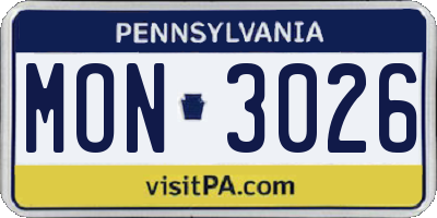 PA license plate MON3026