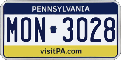 PA license plate MON3028