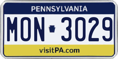 PA license plate MON3029
