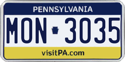 PA license plate MON3035
