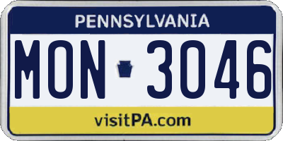 PA license plate MON3046