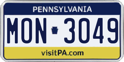 PA license plate MON3049