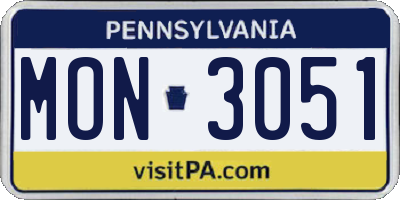 PA license plate MON3051